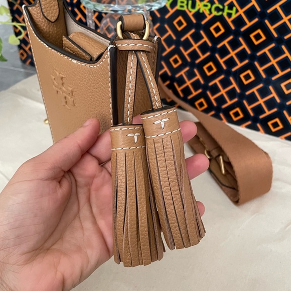 NWT Tory Burch Thea Cellphone Smartphone Pebble Leather Crossbody Black … - Picture 9 of 16